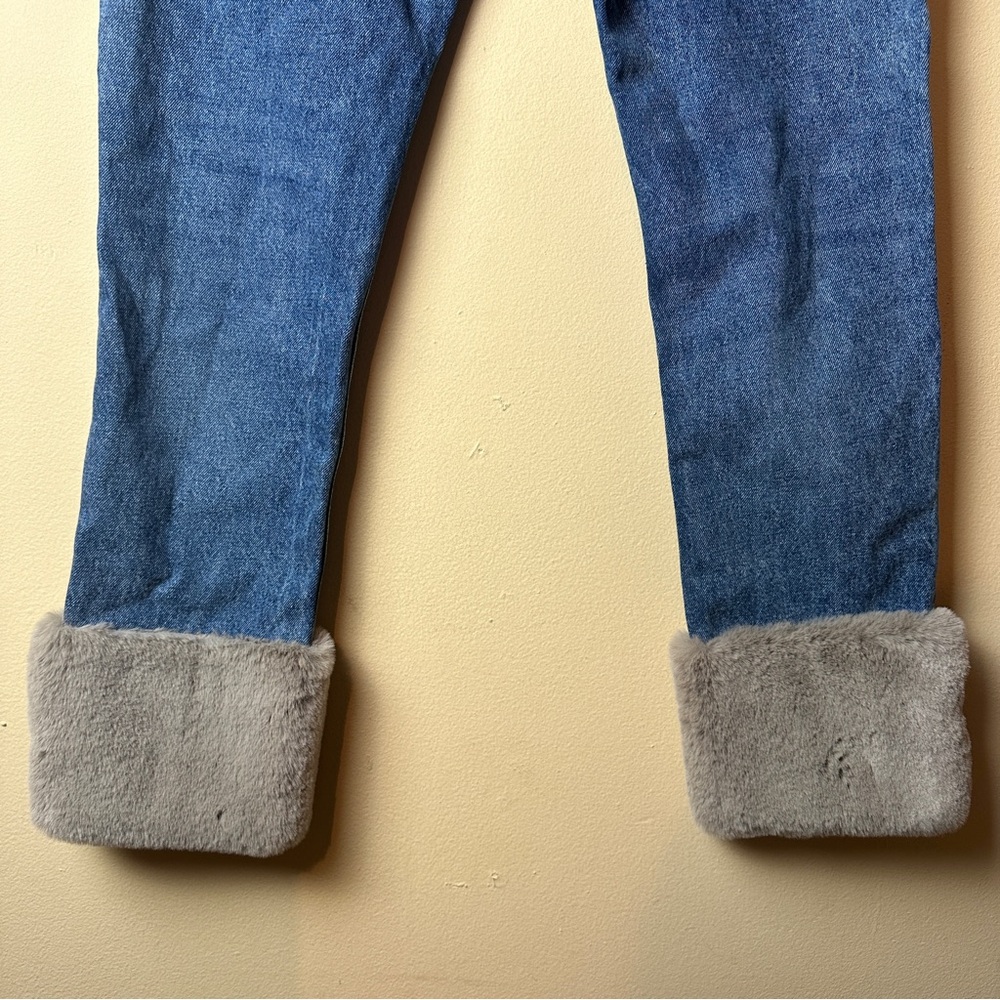 ZARA NWT VINTAGE HIGH RISE STRAIGHT JEANS FUR CUFF HEM ANKLE CROP WOMENS SIZE 2 - Picture 7 of 16